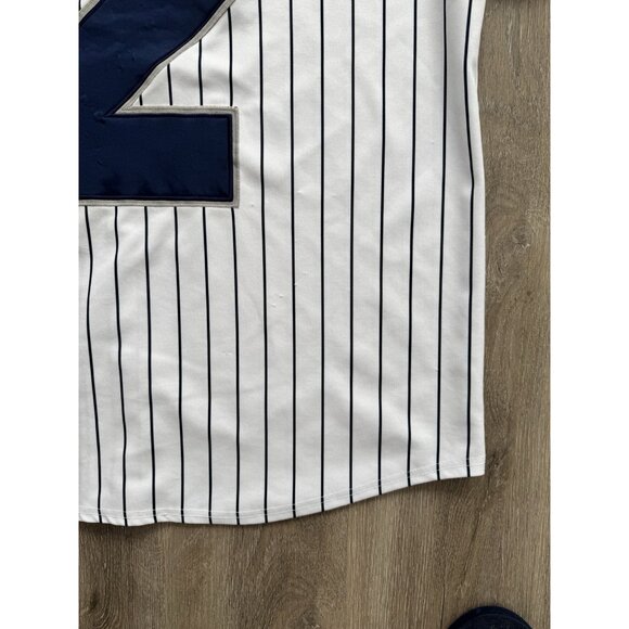 Vintage Y2K New York Yankees MLB Derek Jeter Pinstripe Baseball Jersey #2 2XL - Picture 14 of 16